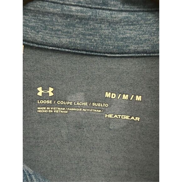 Under Armor Men's Heatgear Polo Shirt sz M teal blue Space dye Golf Stretch Comf - Picture 4 of 8